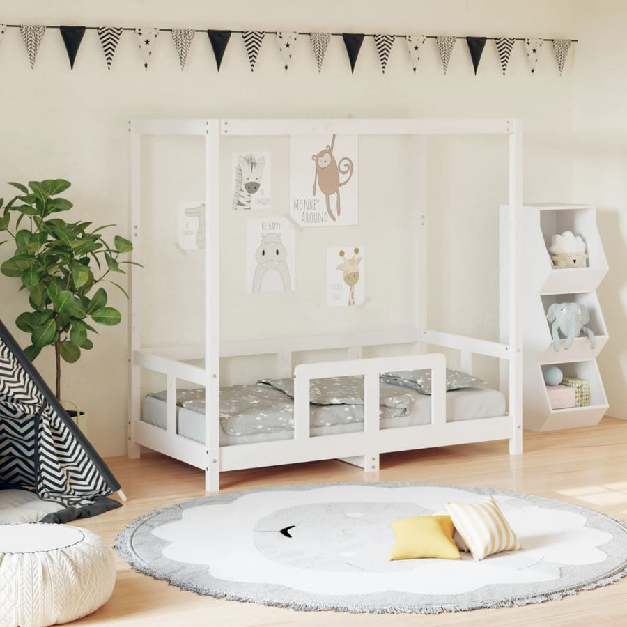 Kinderbedframe 70X140 Cm Massief Grenenhout Wit