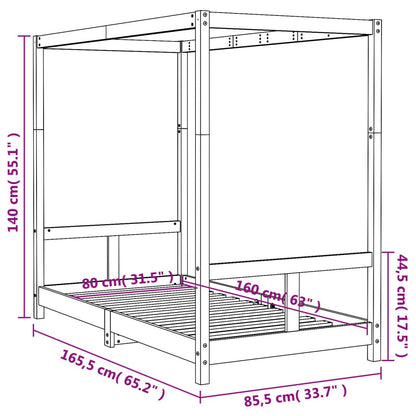 Kinderbedframe 80X160 Cm Massief Grenenhout