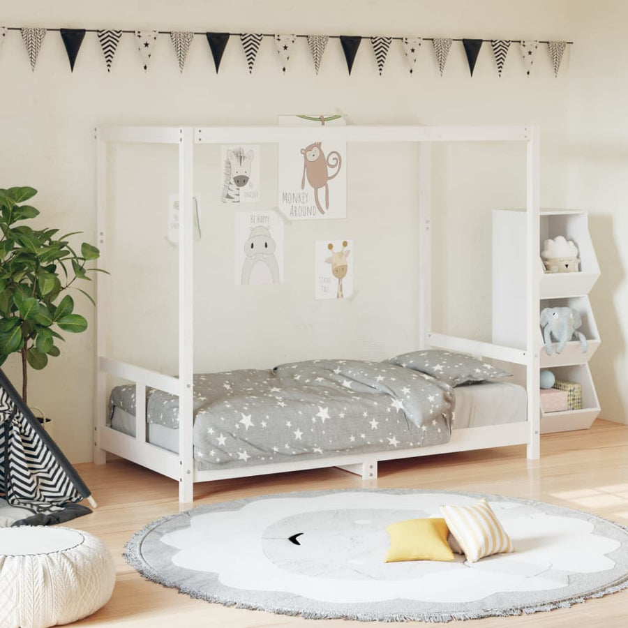 Kinderbedframe 80X160 Cm Massief Grenenhout Wit
