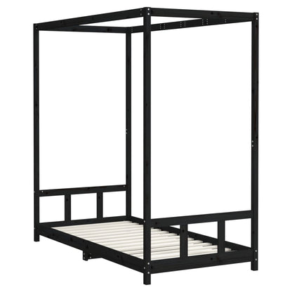 Kinderbedframe 90X190 Cm Massief Grenenhout Zwart