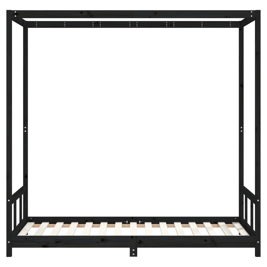 Kinderbedframe 90X190 Cm Massief Grenenhout Zwart