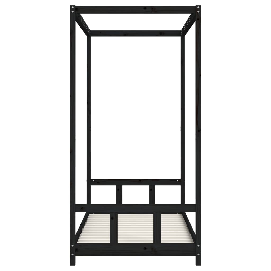Kinderbedframe 90X190 Cm Massief Grenenhout Zwart