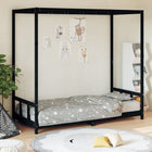 Children's bed frame 90x190 cm solid pine wood black