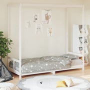 Kinderbedframe 80x200 cm massief grenenhout wit hemelbed