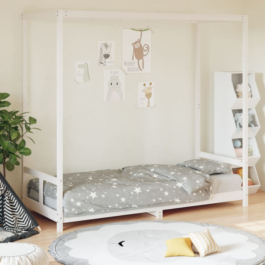 Kinderbedframe 80X200 Cm Massief Grenenhout Wit