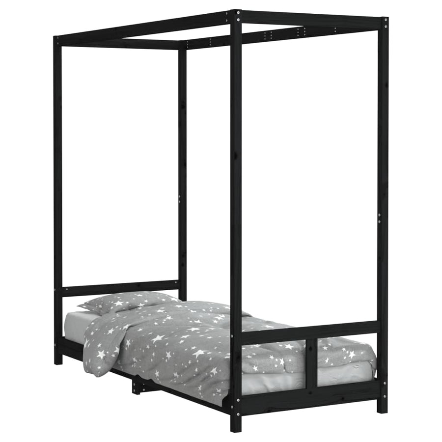 Kinderbedframe 80X200 Cm Massief Grenenhout Zwart