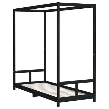 Kinderbedframe 80X200 Cm Massief Grenenhout Zwart