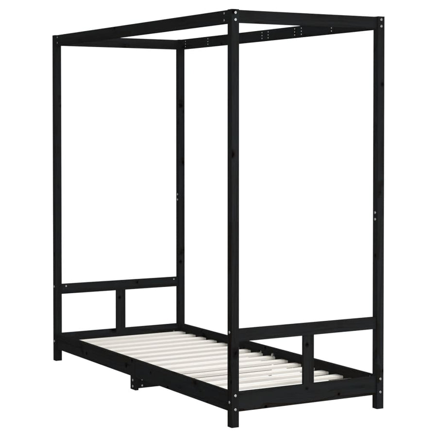 Kinderbedframe 80X200 Cm Massief Grenenhout Zwart