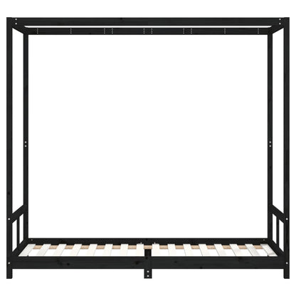 Kinderbedframe 80X200 Cm Massief Grenenhout Zwart