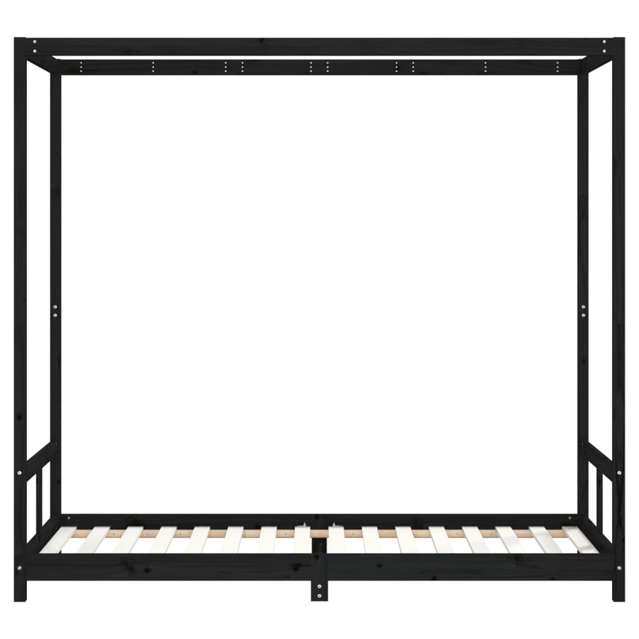 Kinderbedframe 80X200 Cm Massief Grenenhout Zwart