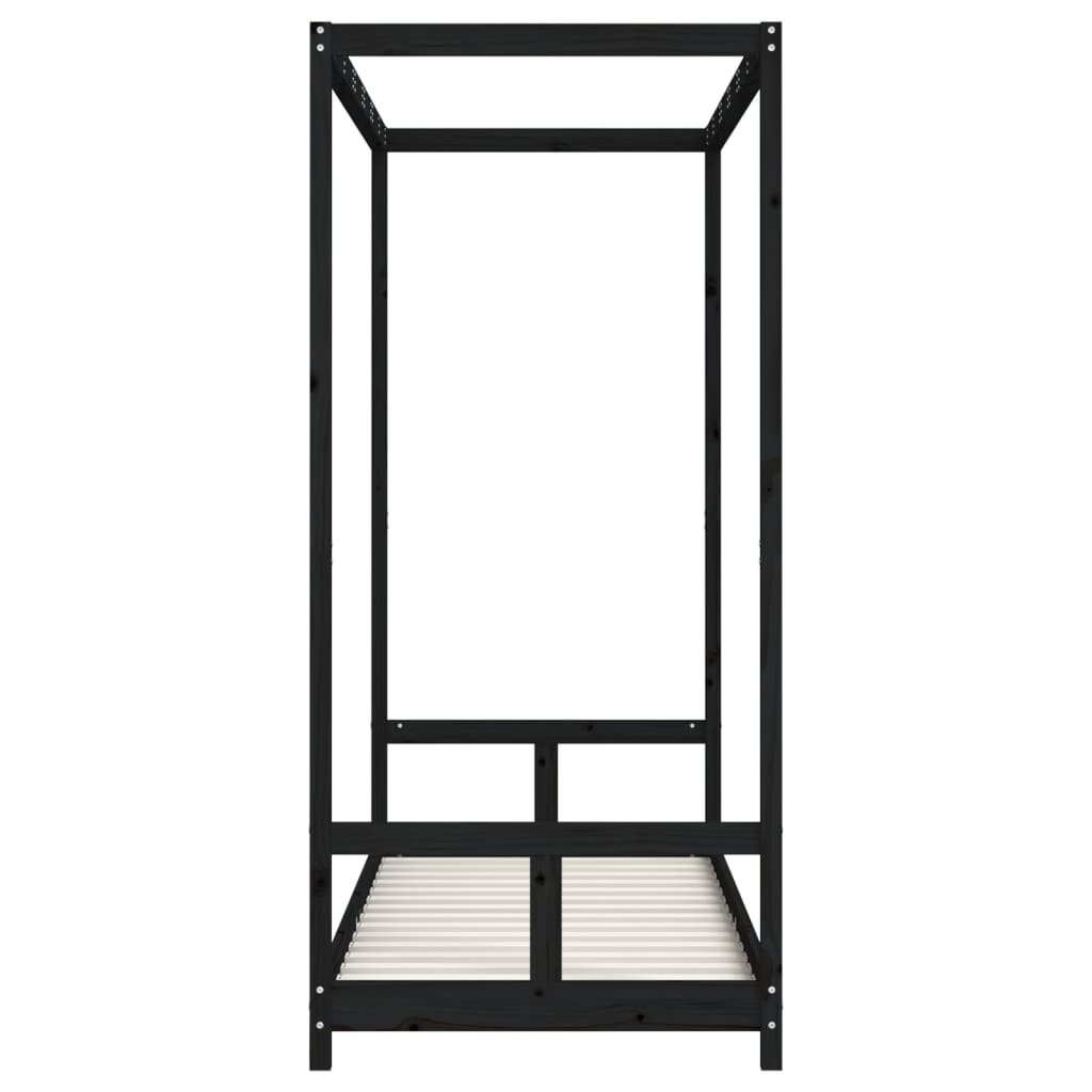 Kinderbedframe 80X200 Cm Massief Grenenhout Zwart