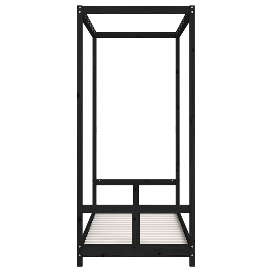 Kinderbedframe 80X200 Cm Massief Grenenhout Zwart