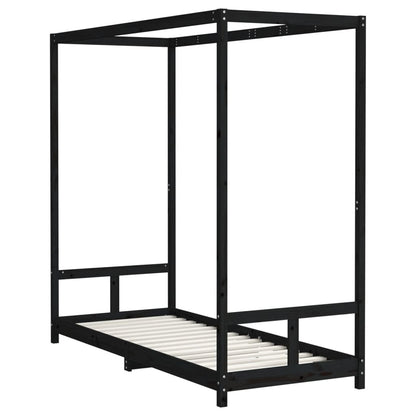 Kinderbedframe 80X200 Cm Massief Grenenhout Zwart