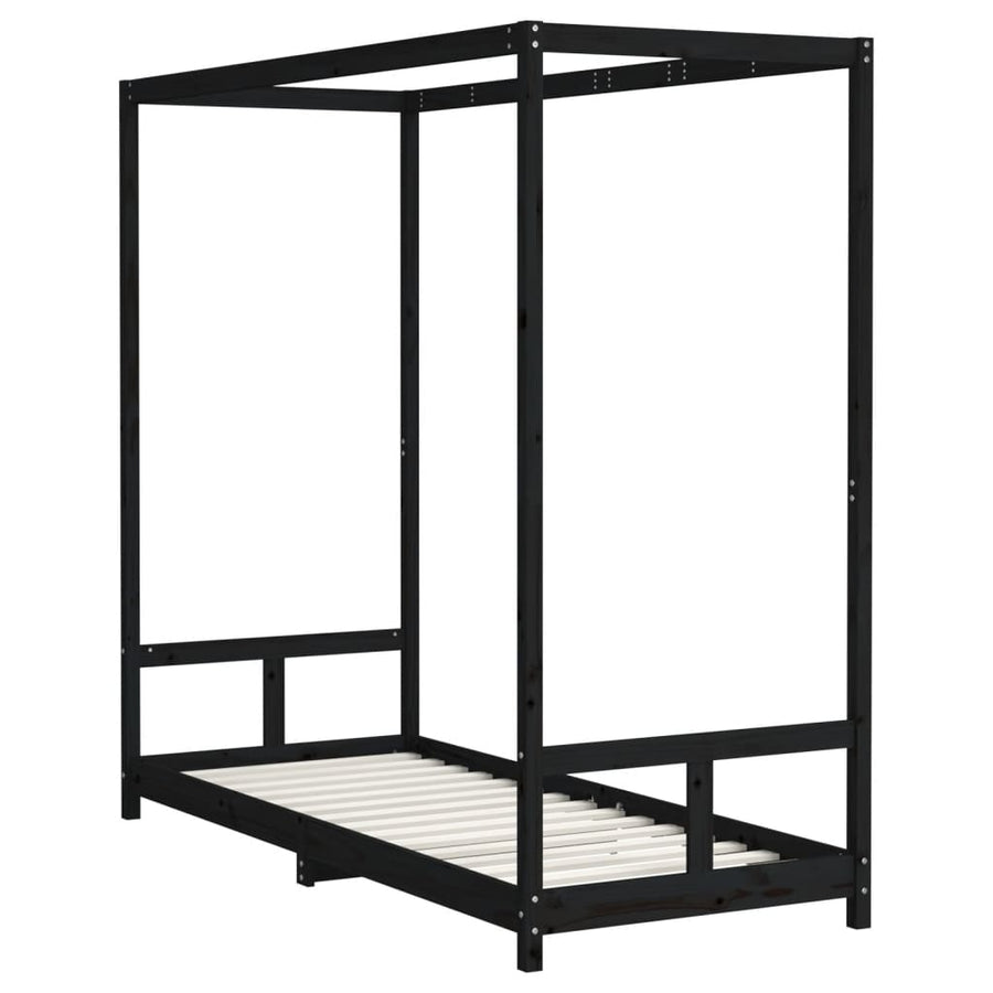 Kinderbedframe 80X200 Cm Massief Grenenhout Zwart