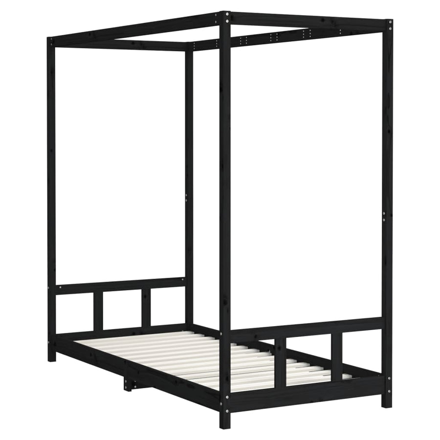 Kinderbedframe 90X200 Cm Massief Grenenhout Zwart
