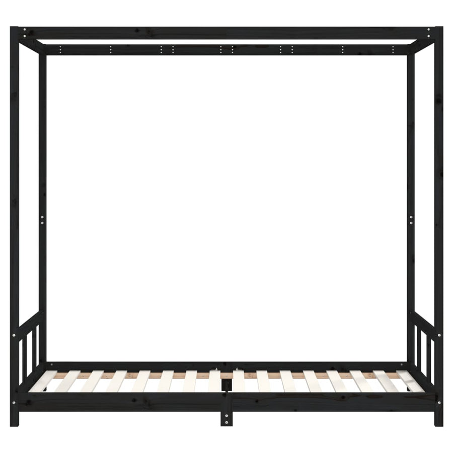 Kinderbedframe 90X200 Cm Massief Grenenhout Zwart