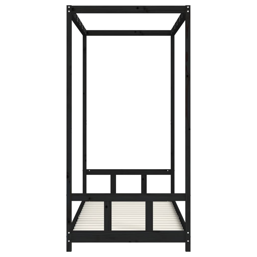 Kinderbedframe 90X200 Cm Massief Grenenhout Zwart