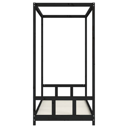 Kinderbedframe 90X200 Cm Massief Grenenhout Zwart