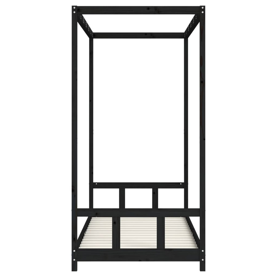 Kinderbedframe 90X200 Cm Massief Grenenhout Zwart