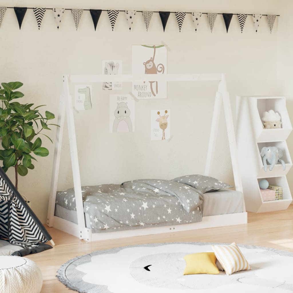 Kinderbedframe 70X140 Cm Massief Grenenhout Wit