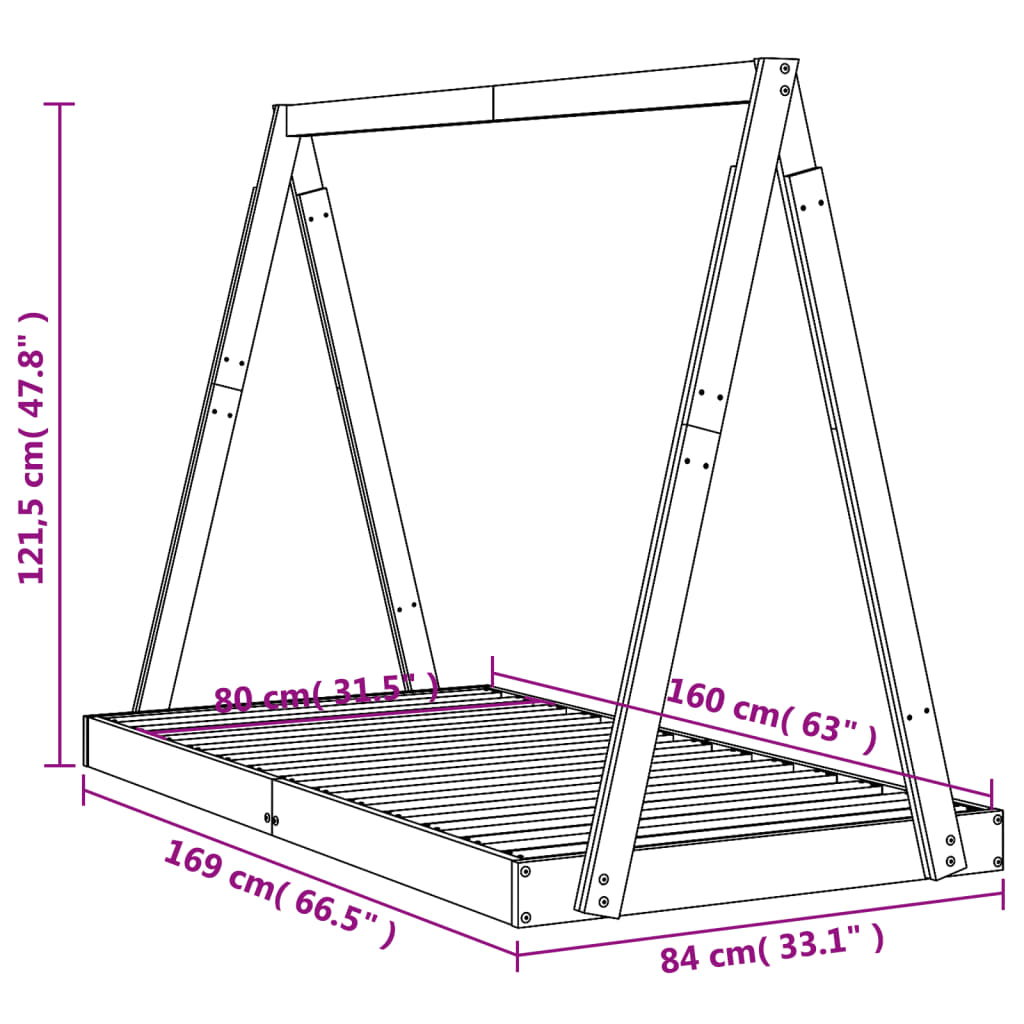 Kinderbedframe 80X160 Cm Massief Grenenhout