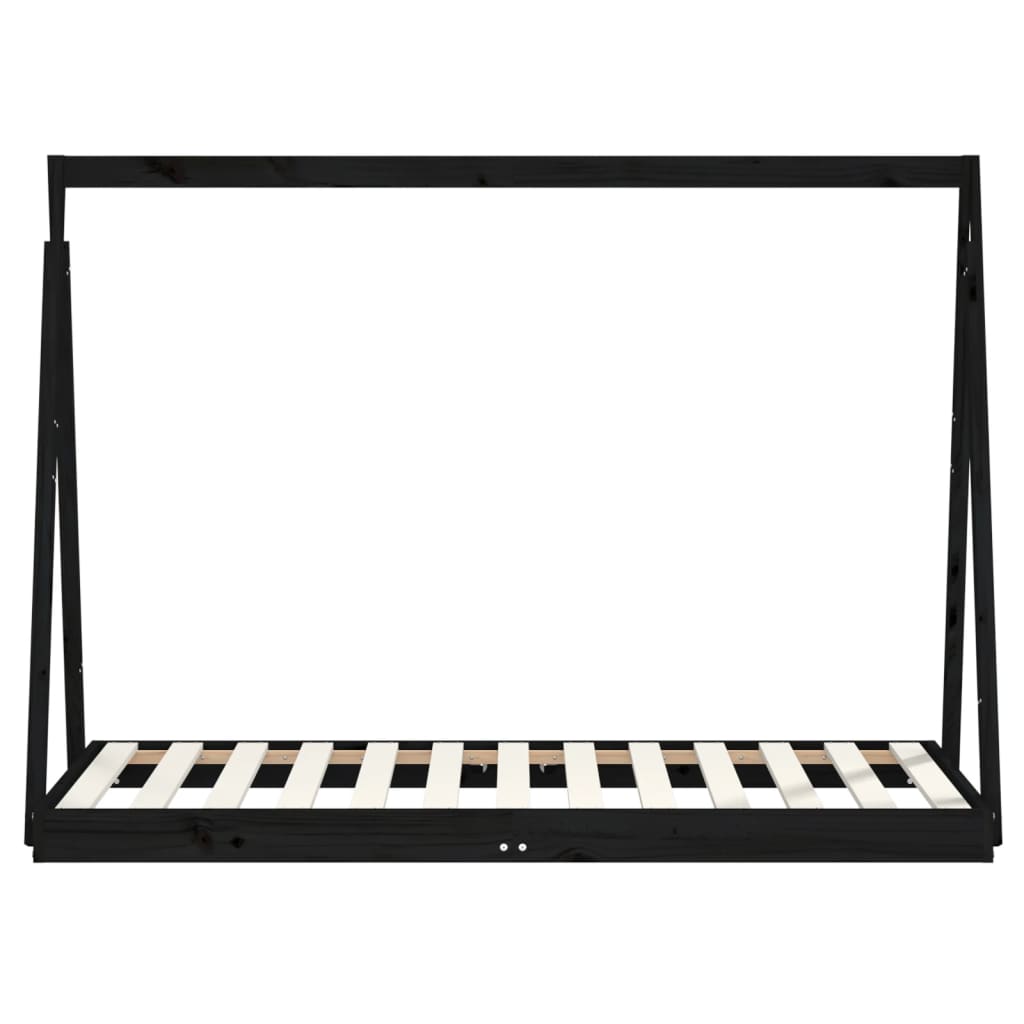 Kinderbedframe 80X160 Cm Massief Grenenhout Zwart