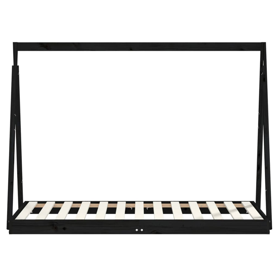 Kinderbedframe 80X160 Cm Massief Grenenhout Zwart