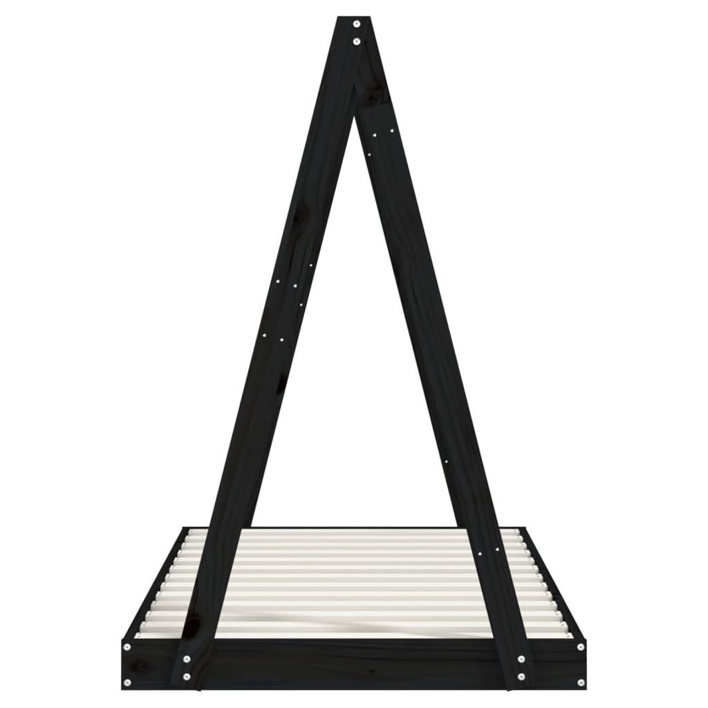 Kinderbedframe 80X160 Cm Massief Grenenhout Zwart