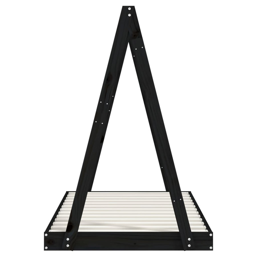 Kinderbedframe 80X160 Cm Massief Grenenhout Zwart