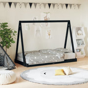 Kids bed frame 80x160 cm solid pine wood black