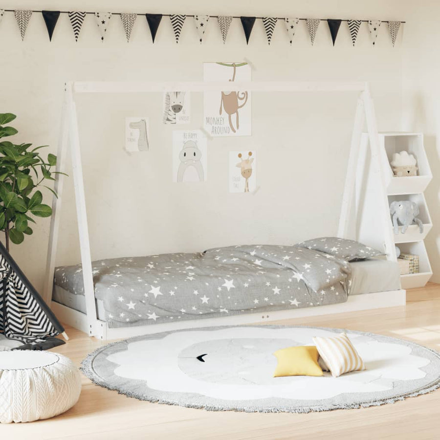 Kinderbedframe 80X200 Cm Massief Grenenhout Wit