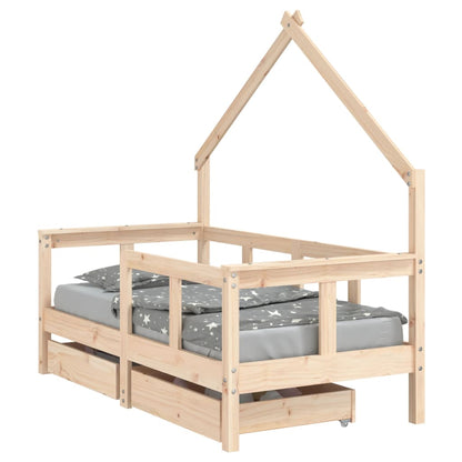 Kinderbedframe Met Lades Massief Grenenhout 70 x 140 cm Naturel