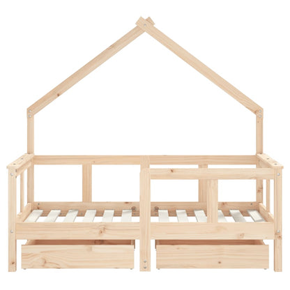 Kinderbedframe Met Lades Massief Grenenhout 70 x 140 cm Naturel