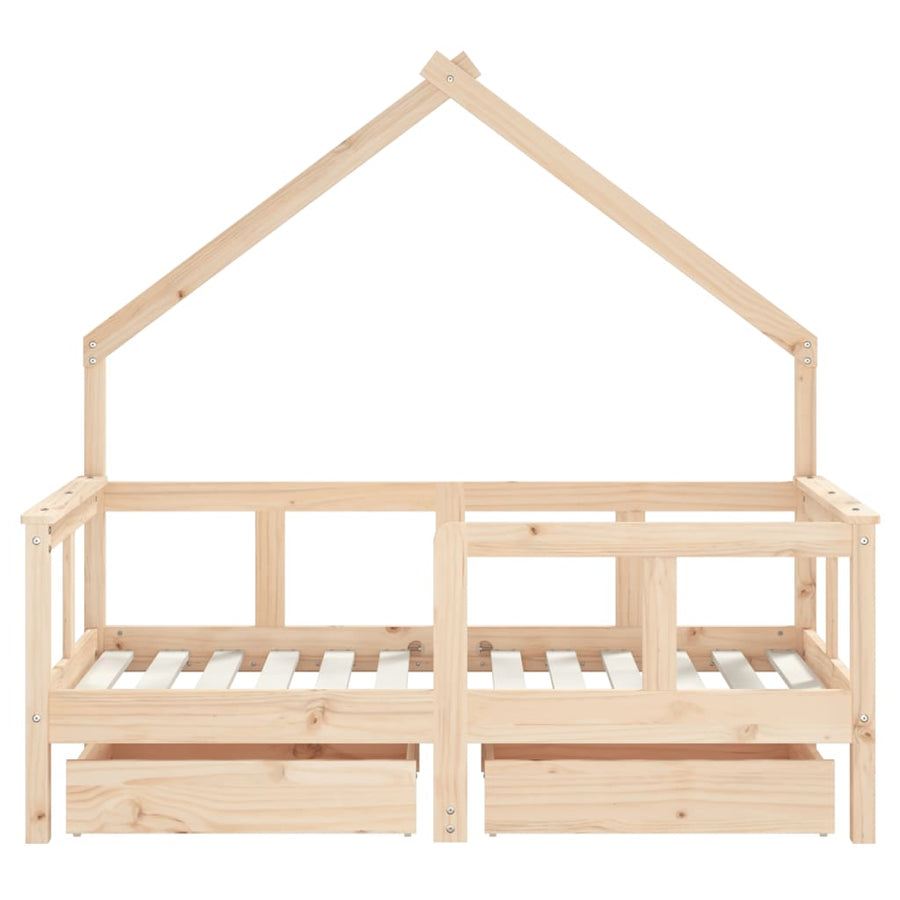 Kinderbedframe Met Lades Massief Grenenhout 70 x 140 cm Naturel