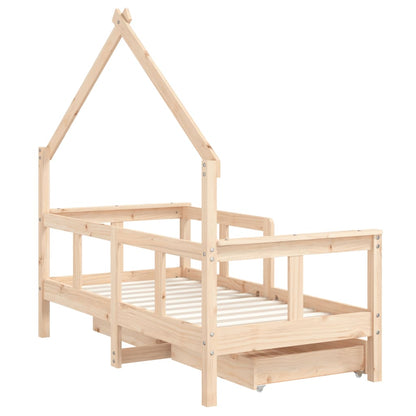 Kinderbedframe Met Lades Massief Grenenhout 70 x 140 cm Naturel
