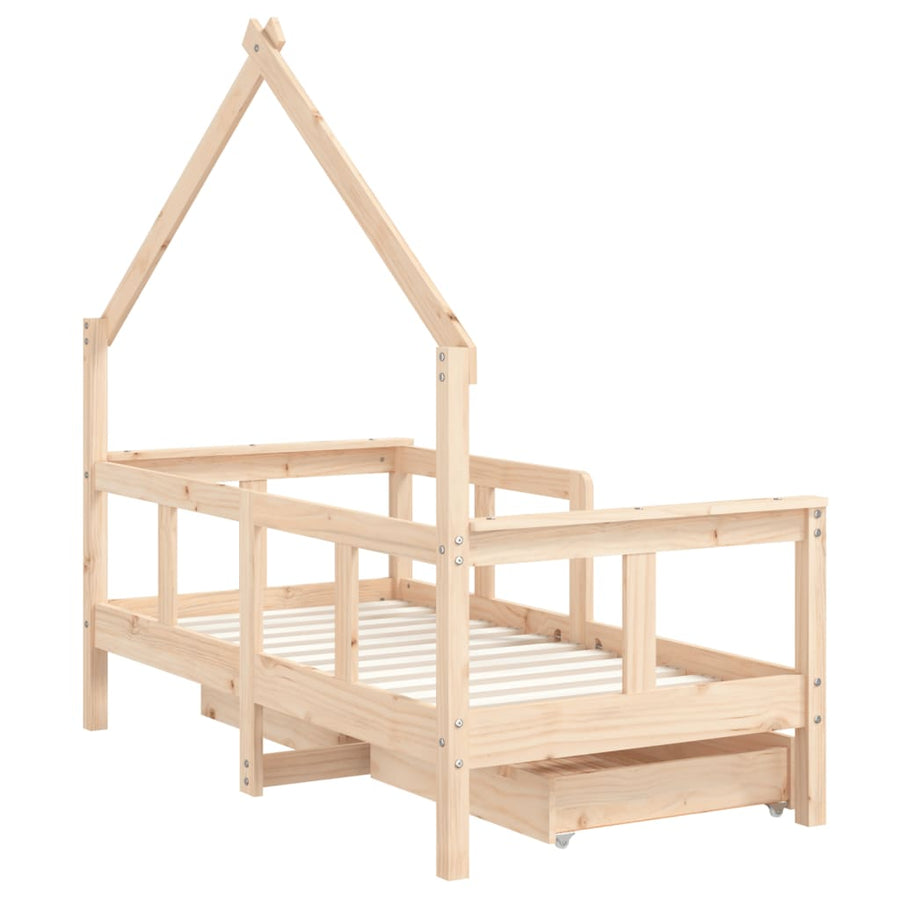 Kinderbedframe Met Lades Massief Grenenhout 70 x 140 cm Naturel