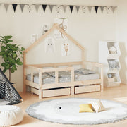 Kinderbedframe 70x140 cm massief grenenhout met lades