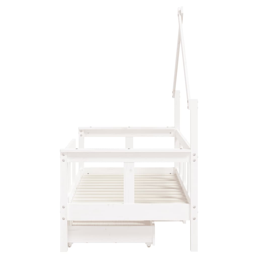 Kinderbedframe Met Lades 70X140 Cm Massief Grenenhout Wit