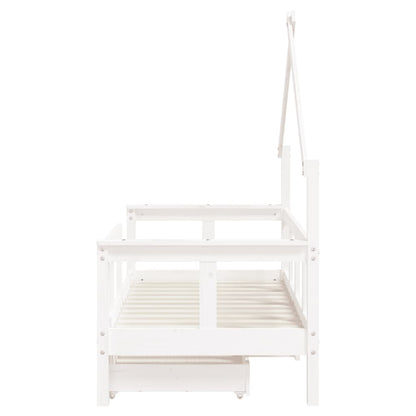 Kinderbedframe Met Lades 70X140 Cm Massief Grenenhout Wit
