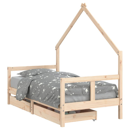 Kinderbedframe Met Lades 80X160 Cm Massief Grenenhout