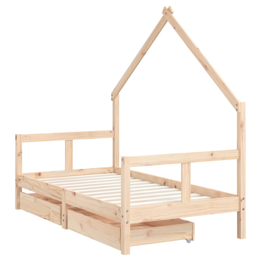 Kinderbedframe Met Lades 80X160 Cm Massief Grenenhout