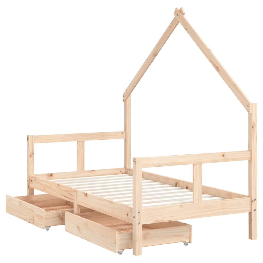 Kinderbedframe Met Lades 80X160 Cm Massief Grenenhout