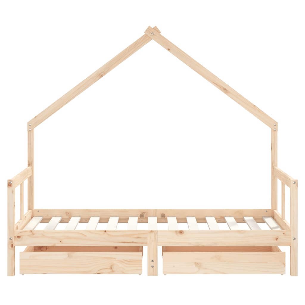 Kinderbedframe Met Lades 80X160 Cm Massief Grenenhout
