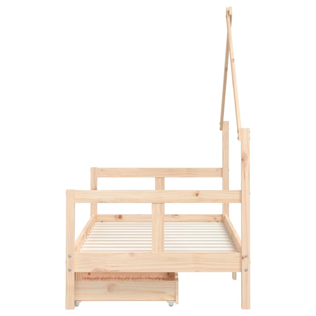 Kinderbedframe Met Lades 80X160 Cm Massief Grenenhout