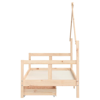 Kinderbedframe Met Lades 80X160 Cm Massief Grenenhout