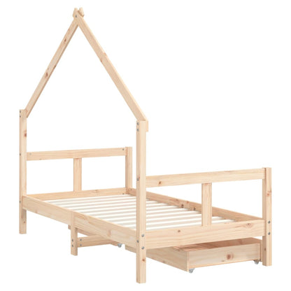 Kinderbedframe Met Lades 80X160 Cm Massief Grenenhout