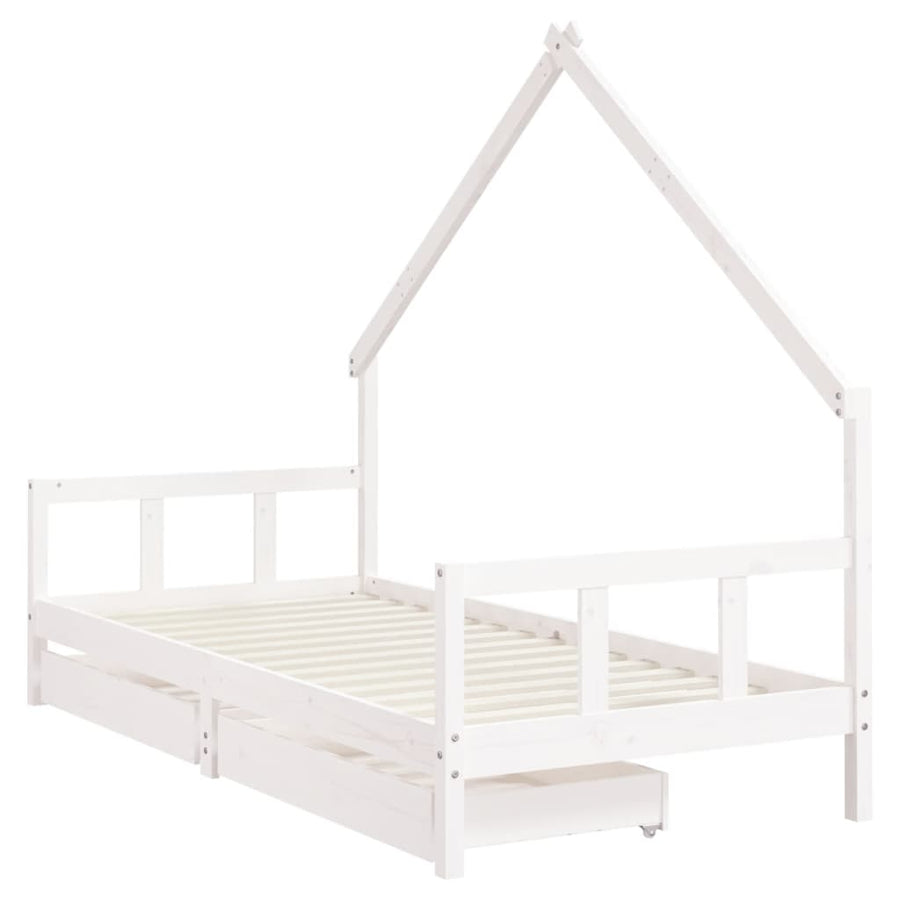 Kinderbedframe Met Lades Massief Grenenhout 90 x 190 cm Wit