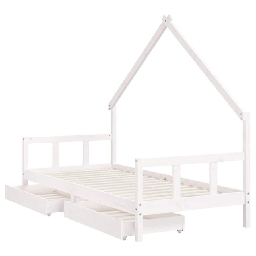Kinderbedframe Met Lades Massief Grenenhout 90 x 190 cm Wit
