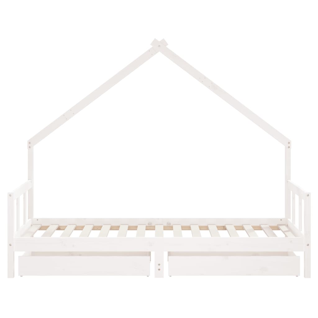 Kinderbedframe Met Lades Massief Grenenhout 90 x 190 cm Wit