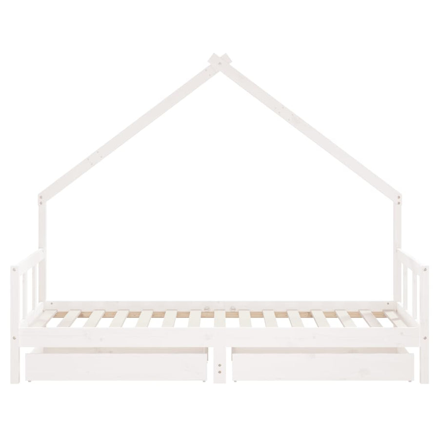 Kinderbedframe Met Lades Massief Grenenhout 90 x 190 cm Wit